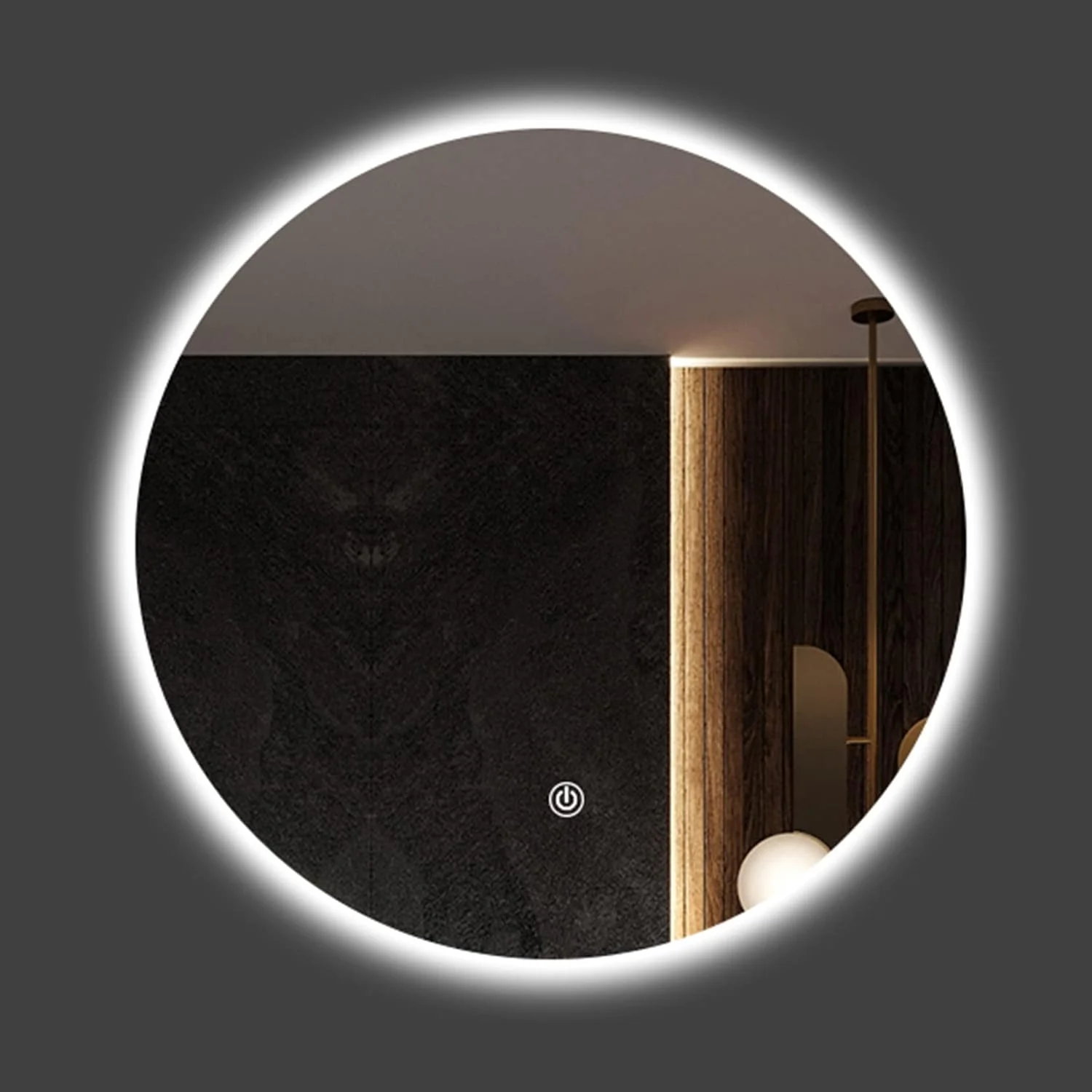 آینه دیواری LED برای حمام، ضد بخار و دارای کلید لمسی دیمر، ضد آب، مناسب برای خانواده یا هتل، 50cm / 60cm / 70cm / 80cm، آینه حمام با نور، 80cm/31.5in