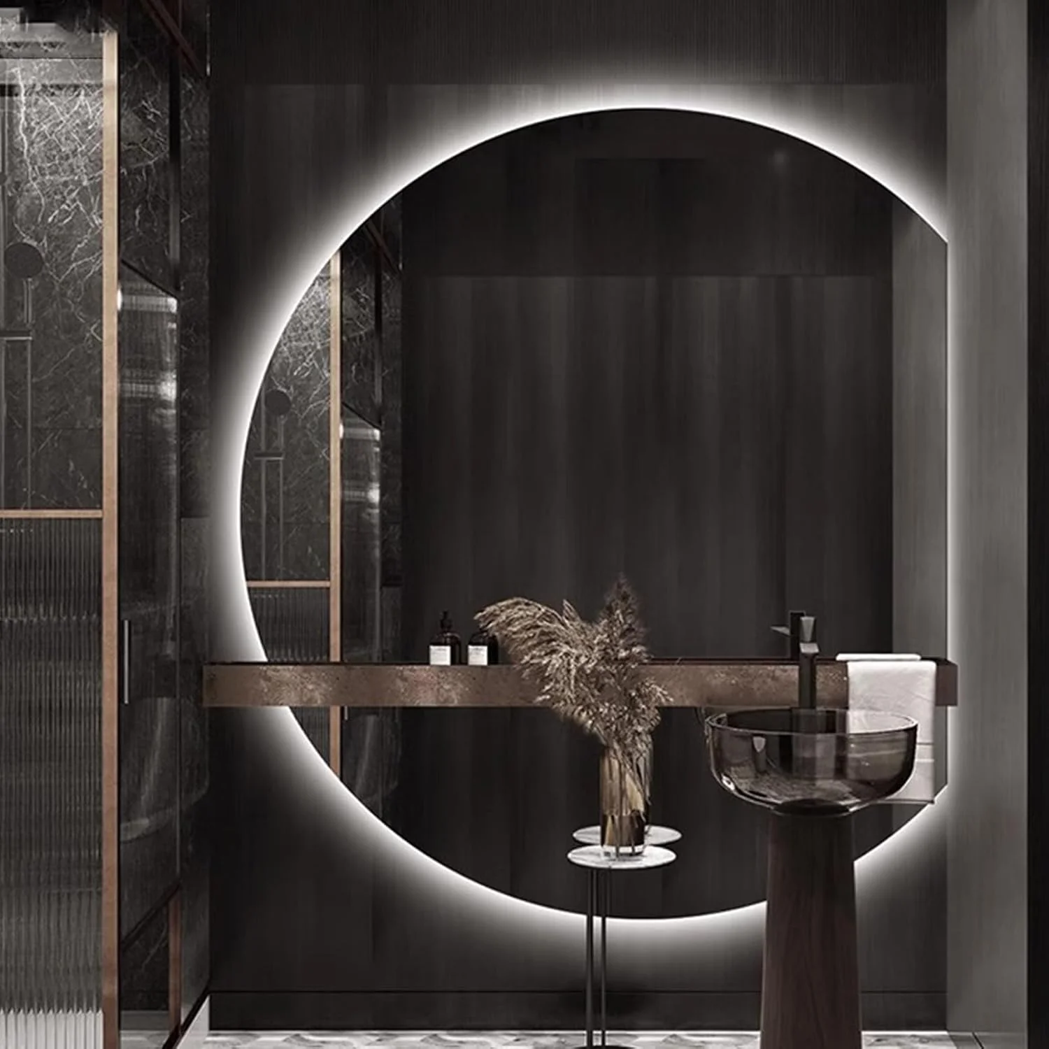 آینه روشویی دیواری با چراغ های ال ای دی، آینه حمام، ضد بخار هوشمند، کلید لمسی، آینه دیواری با قابلیت تنظیم نور، آینه تزئینی برای ورودی اتاق نشیمن (راست، 70 سانتی متر)