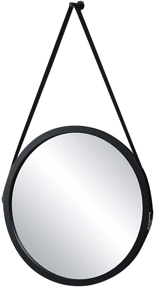 آینه آرایشی، آینه حمام، آینه رومیزی، آینه گرد آویز، آینه تزئینی هندسی، آینه دکوراتیو روستیک با زنجیر / مشکی / 60 سانتی متر (رنگ: مشکی، سایز: 60 سانتی متر)