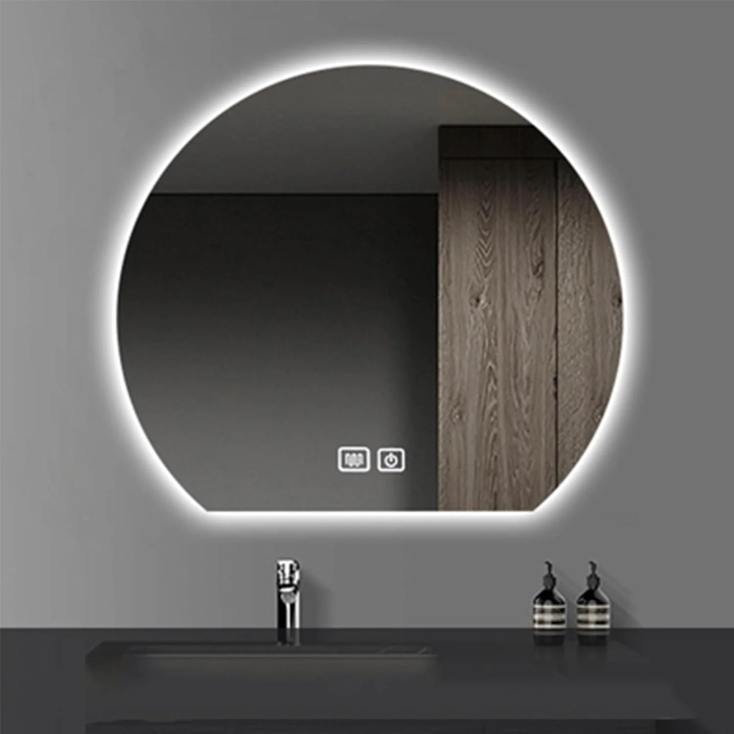 آینه های حمام، آینه دیواری با نورهای کم نور 3 رنگ و ضد بخار، شیک ترین آینه روشویی نورانی، برای اتاق نشیمن، اتاق خواب، ورودی (اندازه: 110x70CM)