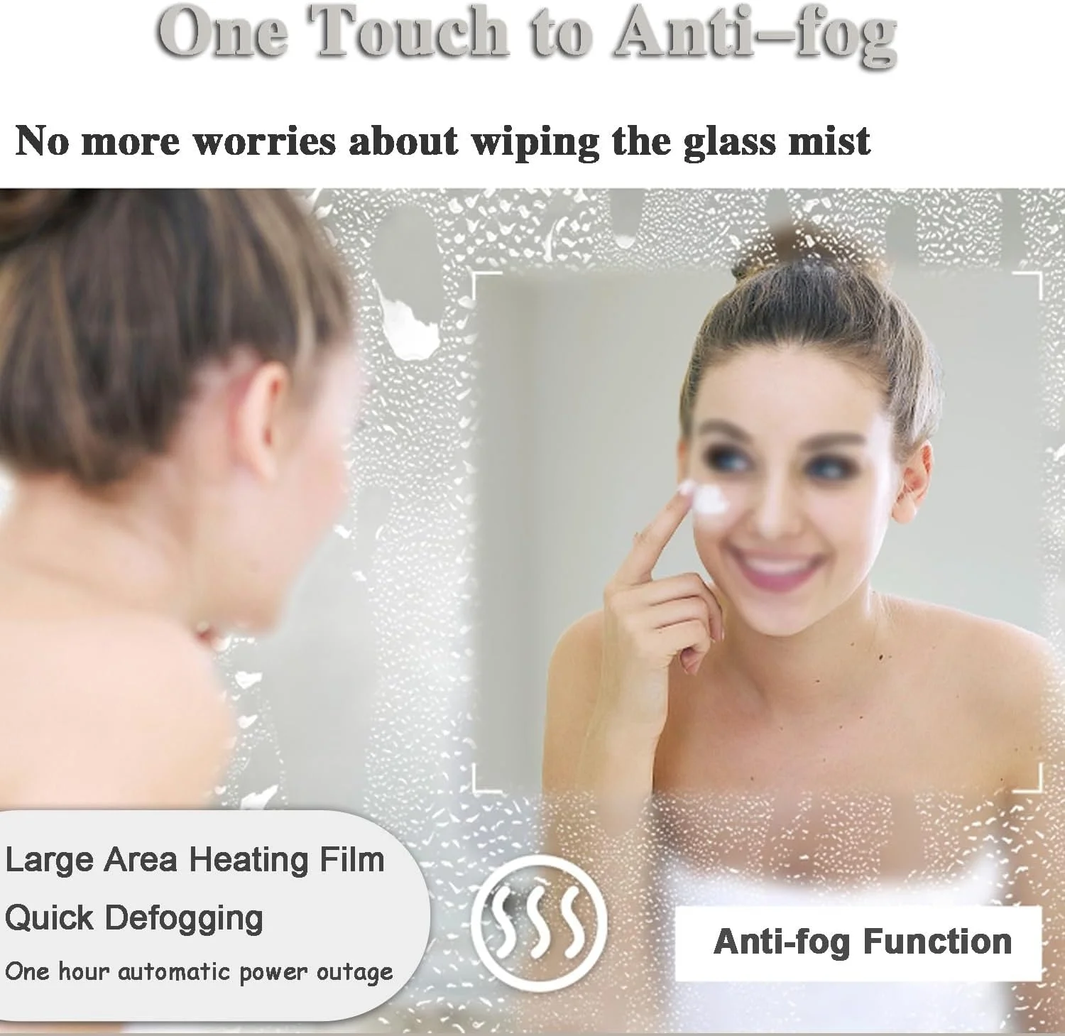 آینه گرد LED حمام، 70X70 سانتی متر، آینه روشویی بزرگ دیواری، روشنایی کم نور شونده 3 رنگ، با ضد مه، ضد خرد شدن، آینه دیواری شیشه ای HD، آینه آرایش با نور پس زمینه