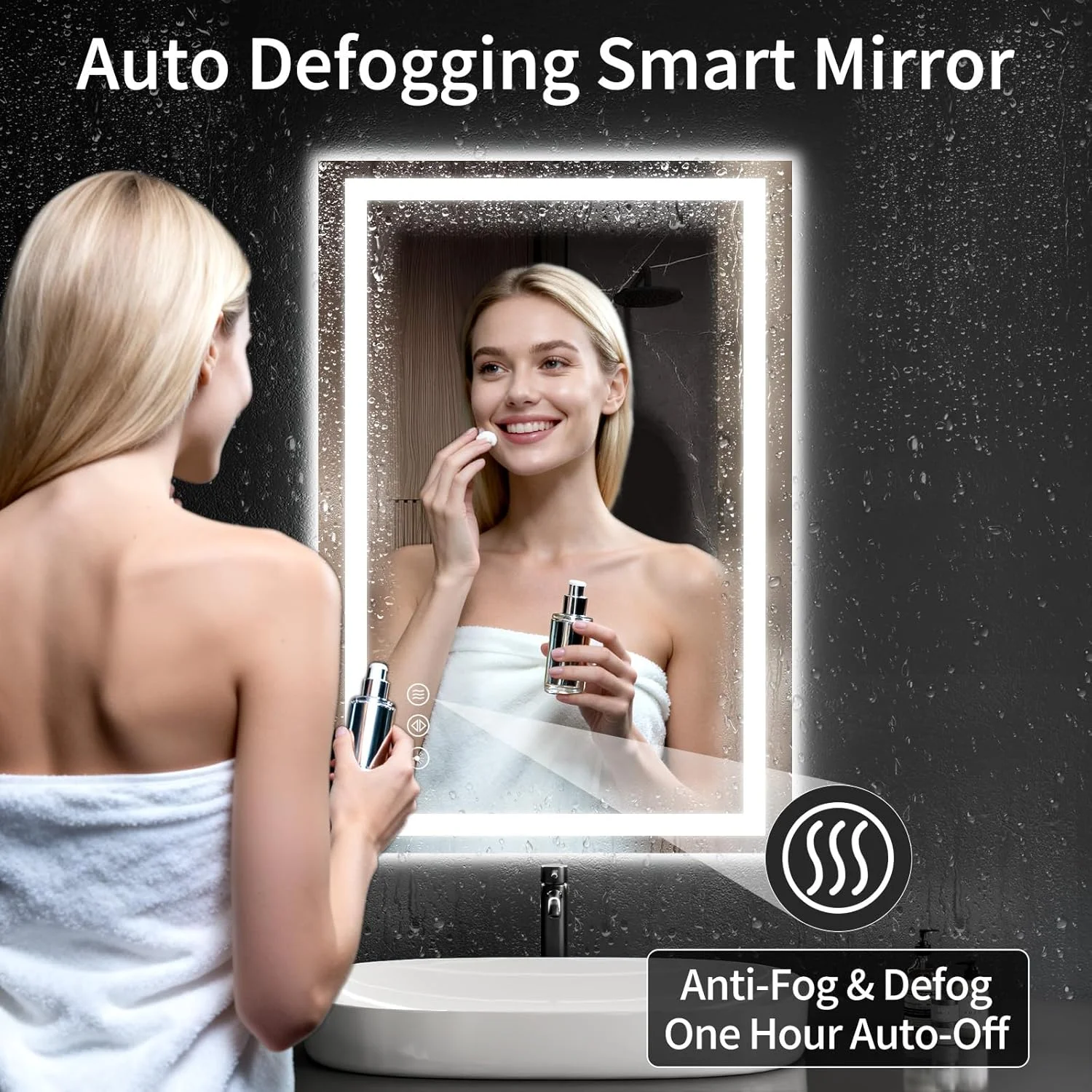 آینه حمام ال ای دی هوشمند زاویه راست - 66x96.5 سانتی متر، لمسی و قابل تنظیم نور، نصب دیواری بدون قاب، طراحی ضد آب، آینه آرایش مدرن بدون قاب برای حمام و روشویی آینه حمام ال ای دی هوشمند زاویه راست - 66x96.5 سانتی متر، لمسی و قابل تنظیم نور، نصب دیواری بدون قاب، طراحی ضد آب، آینه آرایش مدرن بدون قاب برای حمام و روشویی