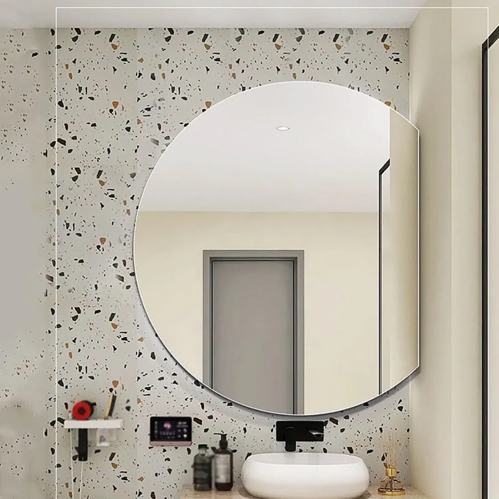 آینه حمام LED هوشمند، آینه آرایشی نیمه ماه با نور پس زمینه تزئینی با قابلیت تنظیم 3 رنگ، آینه دیواری با کلید لمسی، آینه LED ضد بخار (برش راست 90 سانتی متر)