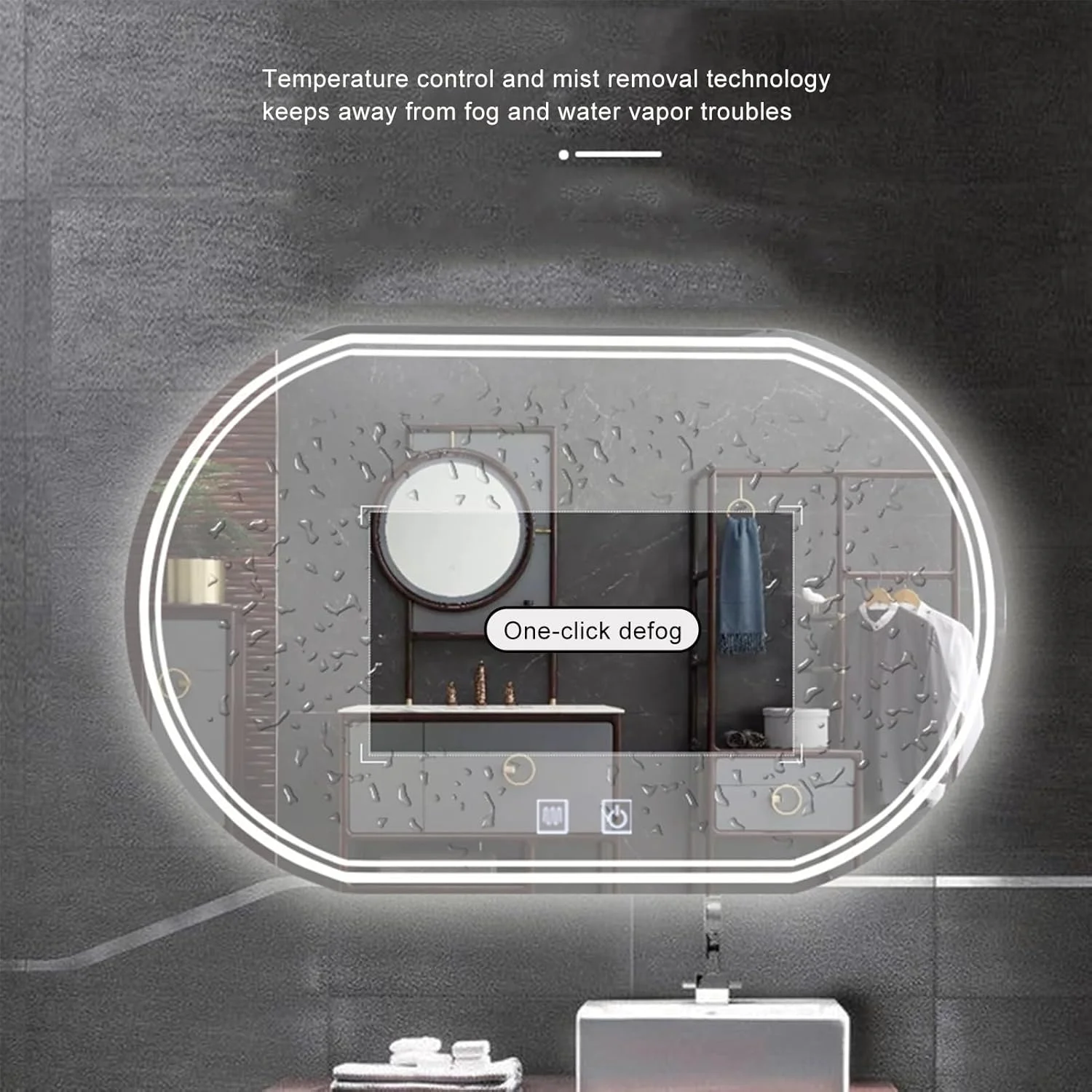 آینه حمام LED با 3 رنگ نور قابل تنظیم، آینه دیواری تزئینی با ضد بخار، آینه روشویی، با دکمه لمسی، برای حمام، اتاق خواب، ایوان، ورودی (اندازه: 75x120 سانتی متر)