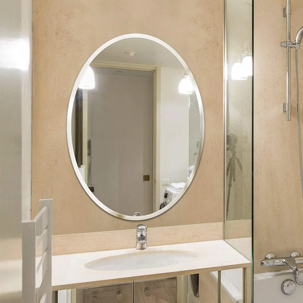 آینه بیضی شکل حمام، آینه دیواری لبه دار مناسب منزل، هتل و آرایش (600 * 800 میلی متر)