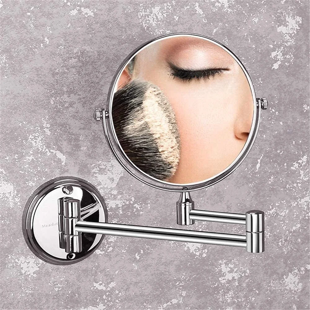 آینه آرایشی دیواری حمام، آینه چرخشی دو طرفه تاشو با قابلیت بزرگنمایی