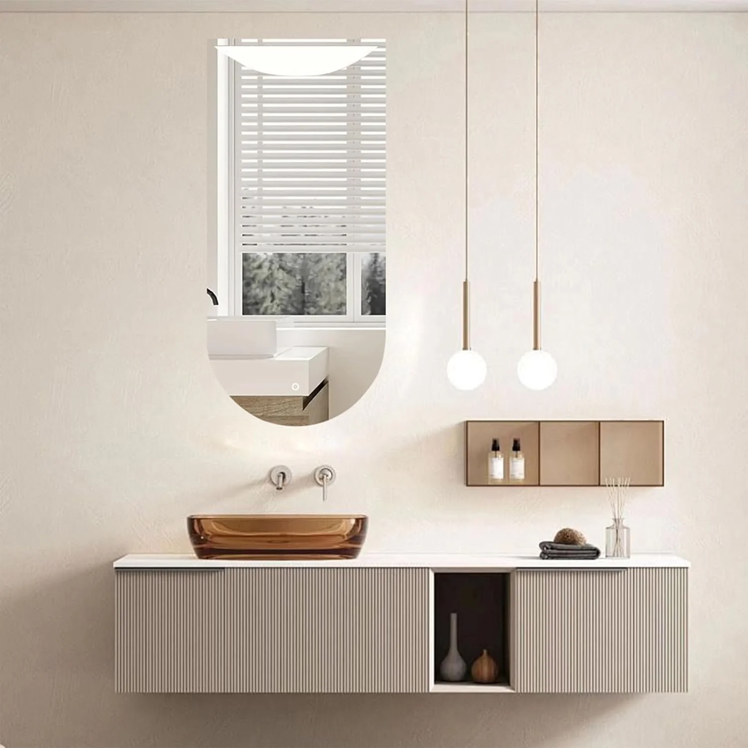 آینه قدی کمانی ال ای دی مناسب سرویس بهداشتی، 55x120 سانتی متر، آینه نور دار با نور پس زمینه و جلو، آینه آرایش دیمردار قابل نصب روی دیوار آینه قدی کمانی ال ای دی مناسب سرویس بهداشتی، 55x120 سانتی متر، آینه نور دار با نور پس زمینه و جلو، آینه آرایش دیمردار قابل نصب روی دیوار