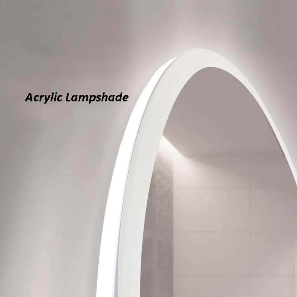 آینه حمام، آینه گرد، آینه حمام LED با نور پس زمینه، آینه نقره ای HD ضد اشعه آبی، دکمه لمسی تغییر رنگ سه گانه، قطر 60، 65، 70، 75، 80 سانتی متر