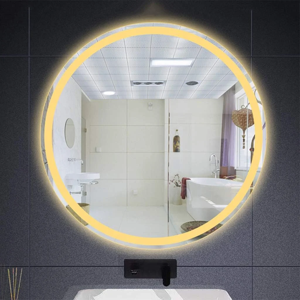 آینه گرد LED حمام، آینه آرایشی هوشمند روشن، آینه HD بدون مس، آینه اصلاح دیواری، قطر: 50 سانتی متر، 60 سانتی متر، 70 سانتی متر، 80 سانتی متر