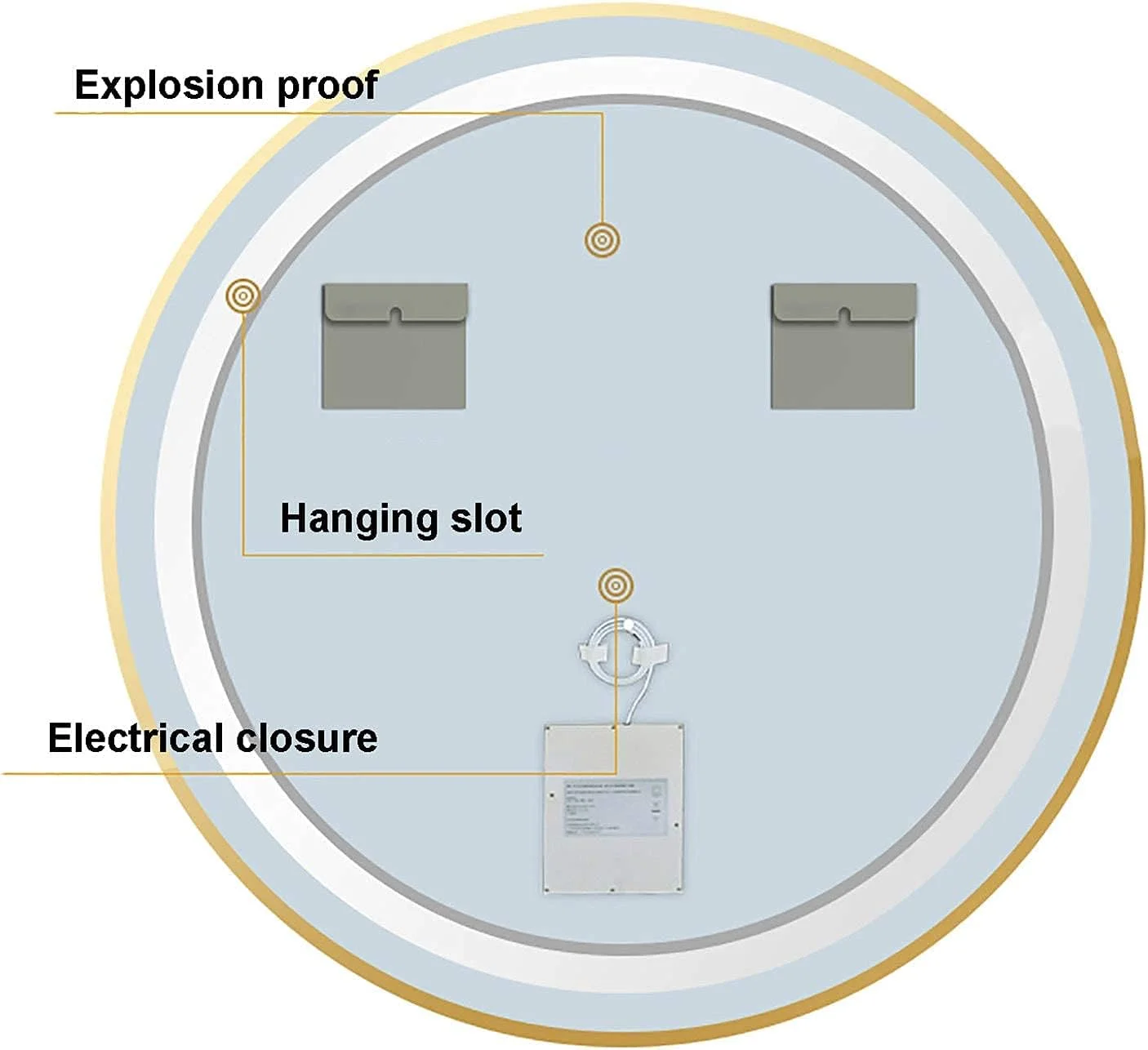 آینه آرایشی گرد، آینه حمام با نور ال ای دی قابل تنظیم و قاب آلیاژ آلومینیوم، آینه آرایشی دیواری (رنگ: 80 سانتی متر | کلید مشکی) (70 سانتی متر | کلید مشکی)