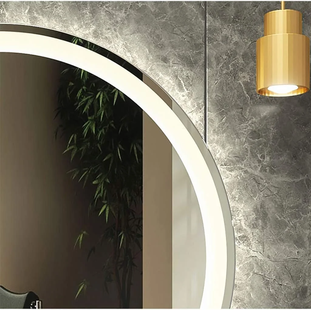 آینه دیواری LED حمام با نور سفید/گرم، آینه گرد روشن حمام با عملکرد ضد انفجار برای آرایش و اصلاح