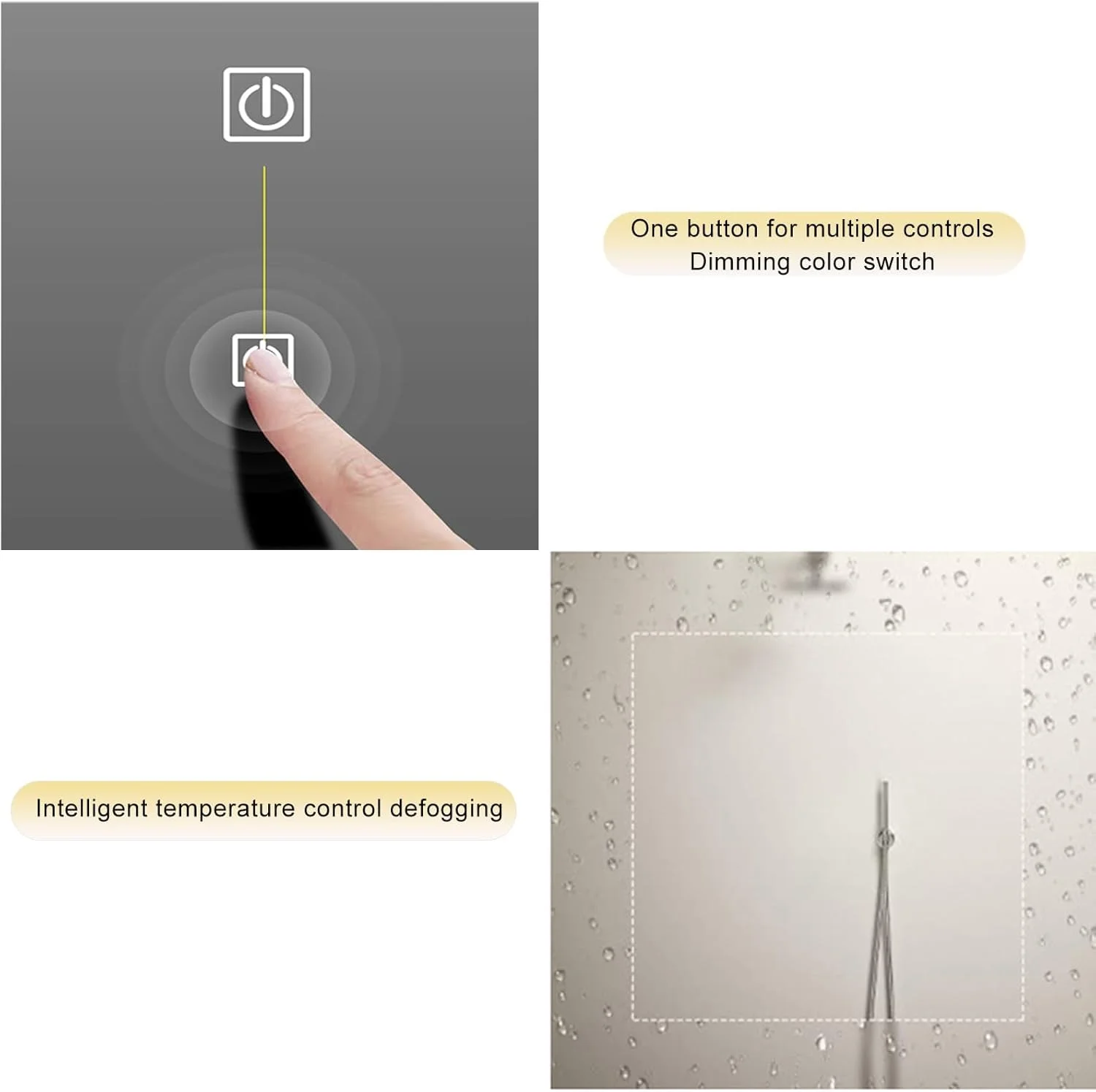 آینه قوسی حمام، آینه دیواری برای حمام، آینه آرایشی نورانی، آینه دیواری با قابلیت تنظیم نور و ضد مه، 3 رنگ نور، مناسب برای ورودی، اتاق خواب، اتاق نشیمن، حمام (رنگ: M، اندازه: 35.4 اینچ)