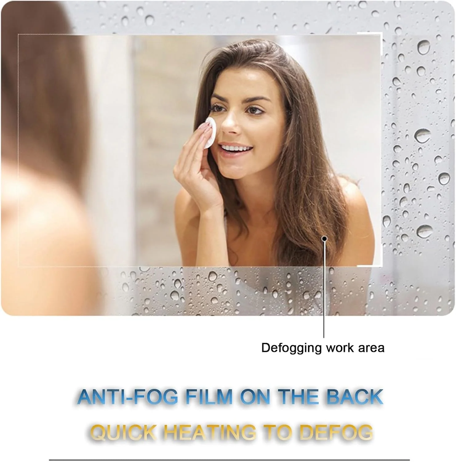 آینه حمام هوشمند با نور پس زمینه برای دیوار، آینه حمام ال ای دی، آینه آرایش با نور، با نمایشگر دما و زمان، ضد بخار و کلید هوشمند، 3 رنگ قابل تنظیم (H60*W80cm/H23.6*W31.5IN)