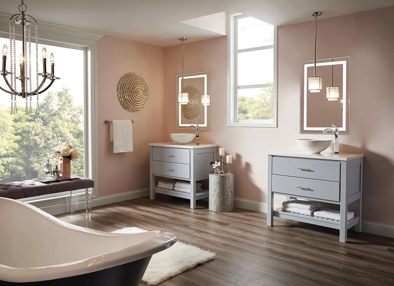 آینه حمام ال ای دی 60 در 90 سانتی متر با نور پس زمینه، دارای سیستم ضد بخار و دیمر، قابل نصب دیواری به صورت عمودی یا افقی