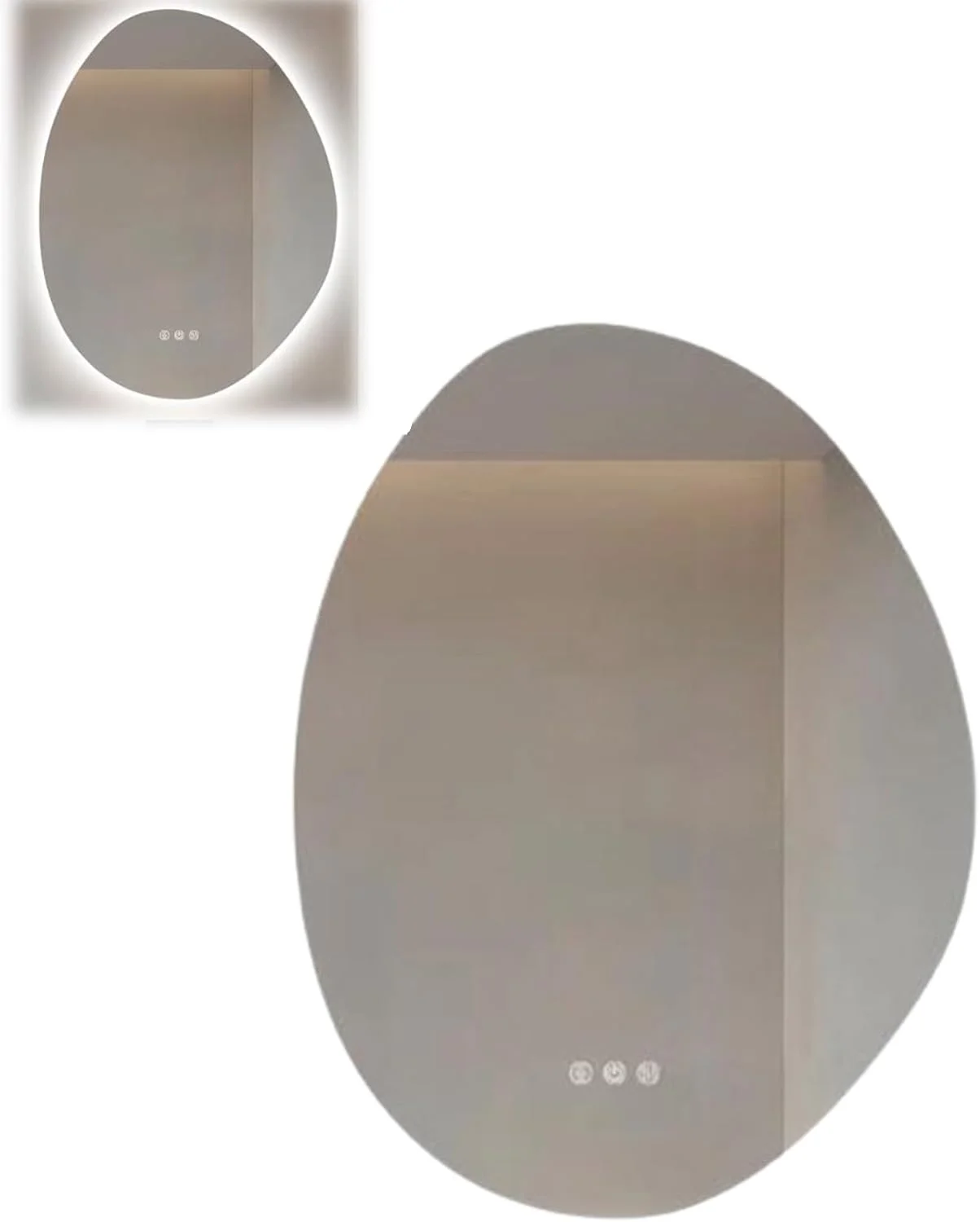 آینه حمام با چراغ‌های LED، آینه روشویی دیواری با 3 رنگ نور، ضد بخار، ضد آب، آینه آرایش هوشمند برای دیوار، آینه روشویی دیواری