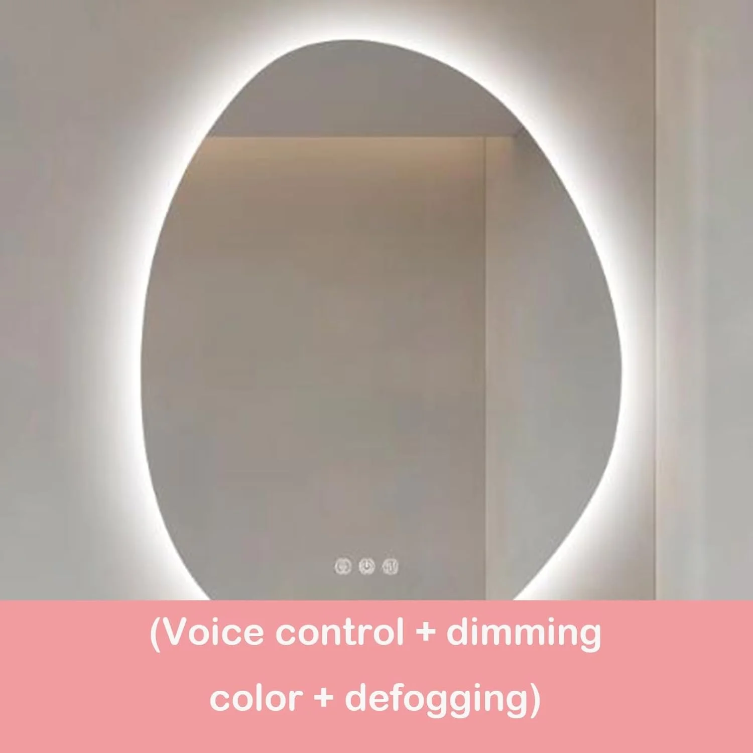 آینه حمام با چراغ‌های LED، آینه روشویی دیواری با 3 رنگ نور، ضد بخار، ضد آب، آینه آرایش هوشمند برای دیوار، آینه روشویی دیواری