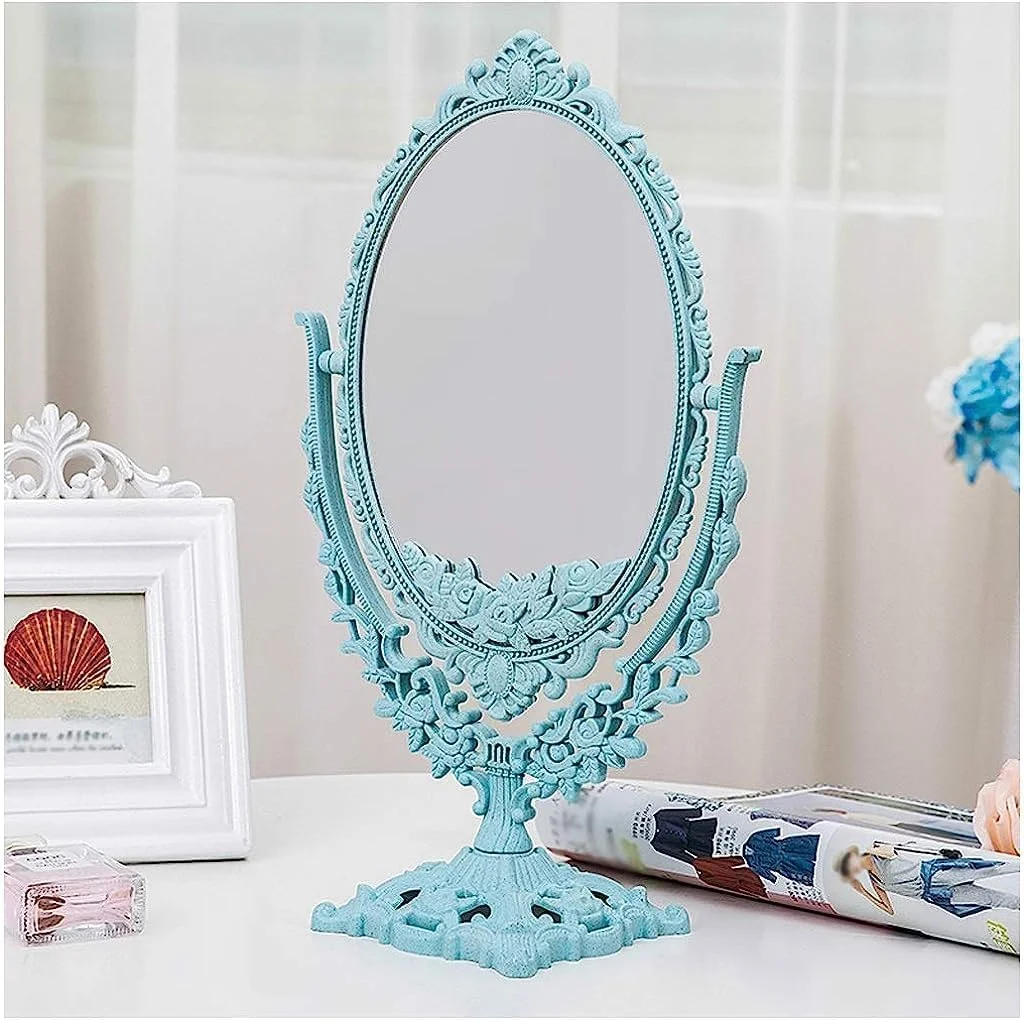 آینه آرایشی دو طرفه BXU-BG با بزرگنمایی 3 برابر، طرح بیضی، مناسب برای میز، دفتر کار، منزل، مسافرت و قابل حمل آینه آرایشی دو طرفه BXU-BG با بزرگنمایی 3 برابر، طرح بیضی، مناسب برای میز، دفتر کار، منزل، مسافرت و قابل حمل