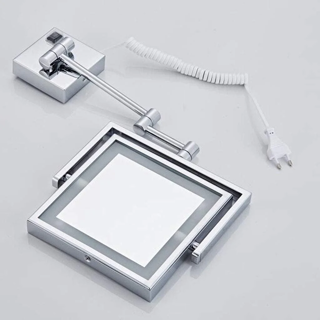 آینه آرایشی با چراغ، آینه دیواری حمام 8 اینچی با بزرگنمایی 3 برابر، آینه دو طرفه اصلاح صورت مناسب اتاق خواب، مشکی_منبع تغذیه با دوشاخه