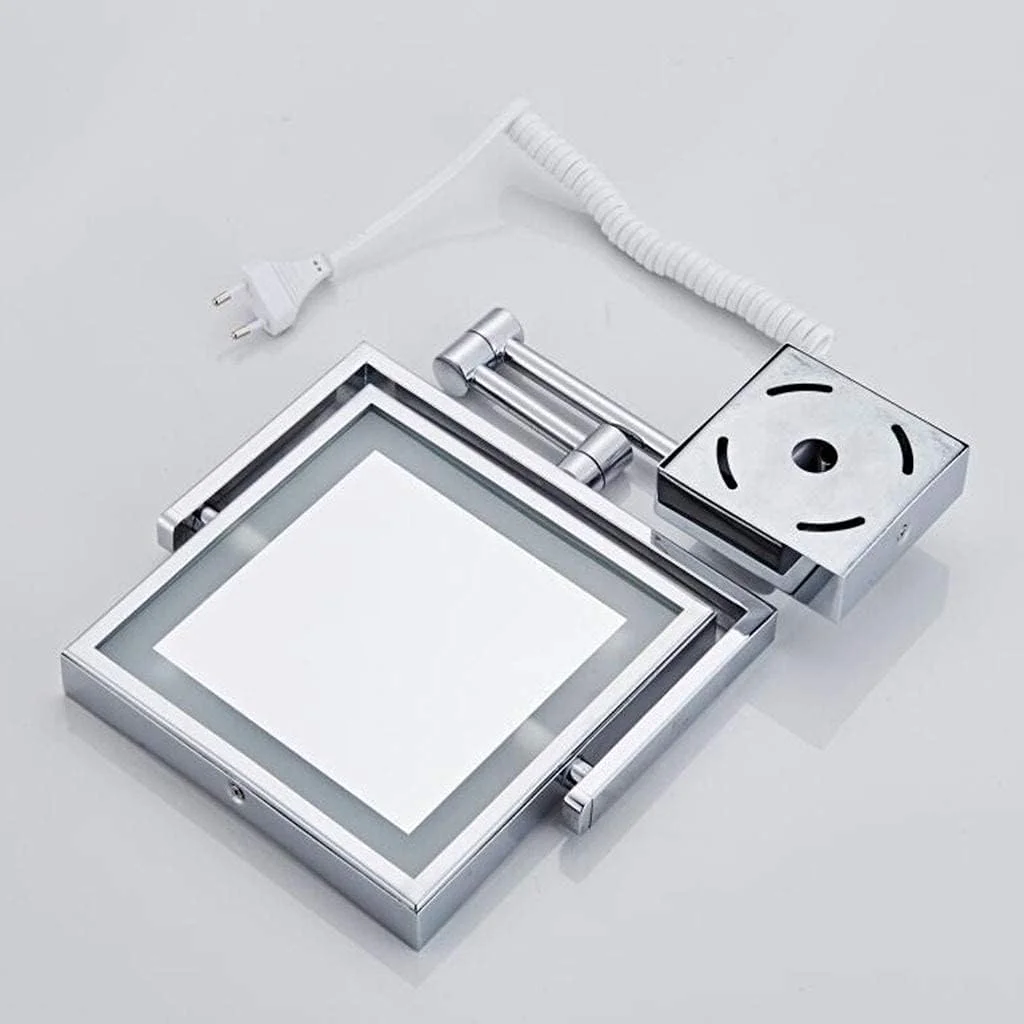 آینه آرایشی با چراغ، آینه دیواری حمام 8 اینچی با بزرگنمایی 3 برابر، آینه دو طرفه اصلاح صورت مناسب اتاق خواب، مشکی_منبع تغذیه با دوشاخه