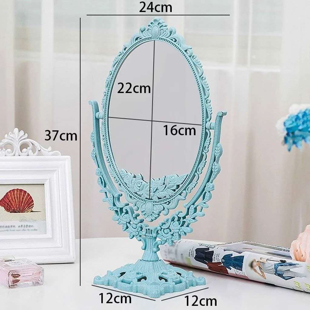 آینه آرایشی دو طرفه BXU-BG با بزرگنمایی 3 برابر، طرح بیضی، مناسب برای میز، دفتر کار، منزل، مسافرت و قابل حمل