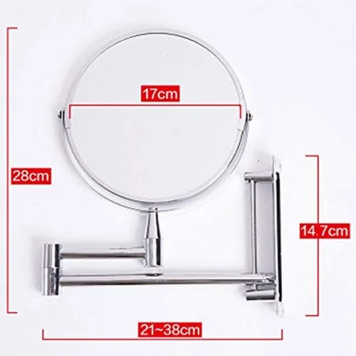 آینه آرایشی دو طرفه با بزرگنمایی، نصب دیواری، چرخان و تاشو