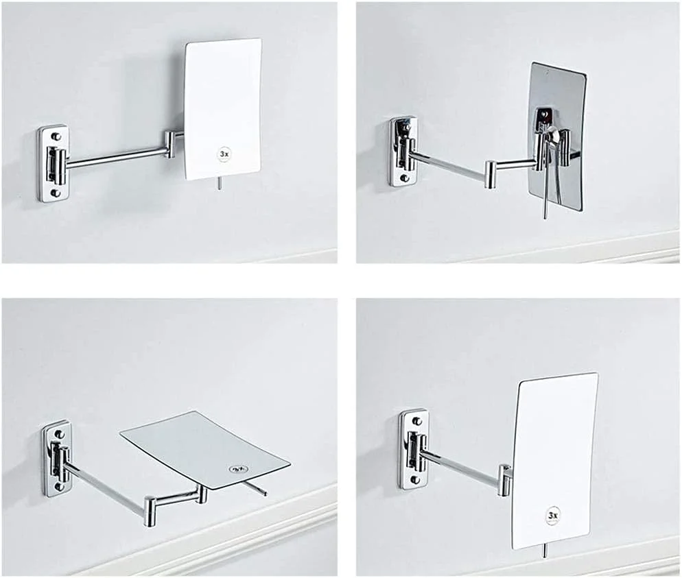 آینه آرایشی دیواری، آینه حمام با بزرگنمایی 3 برابر، آینه آرایشی تاشو مناسب اصلاح صورت در اتاق خواب، گرد