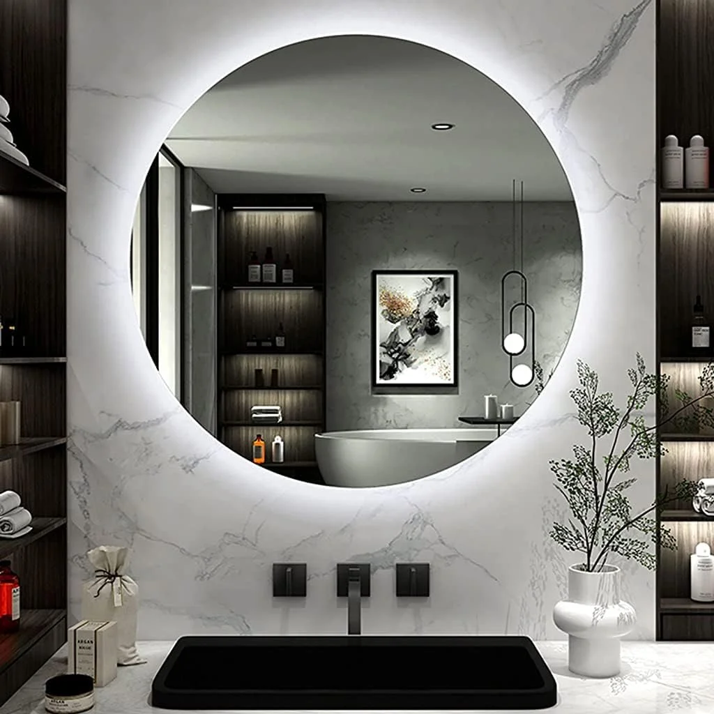 آینه حمام نور پس زمینه دار، آینه روشویی ضد بخار ال ای دی با چراغ، آینه دیواری، HD Zeenyi