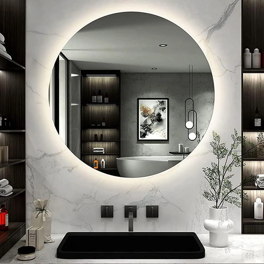 آینه حمام نور پس زمینه دار، آینه روشویی ضد بخار ال ای دی با چراغ، آینه دیواری، HD Zeenyi