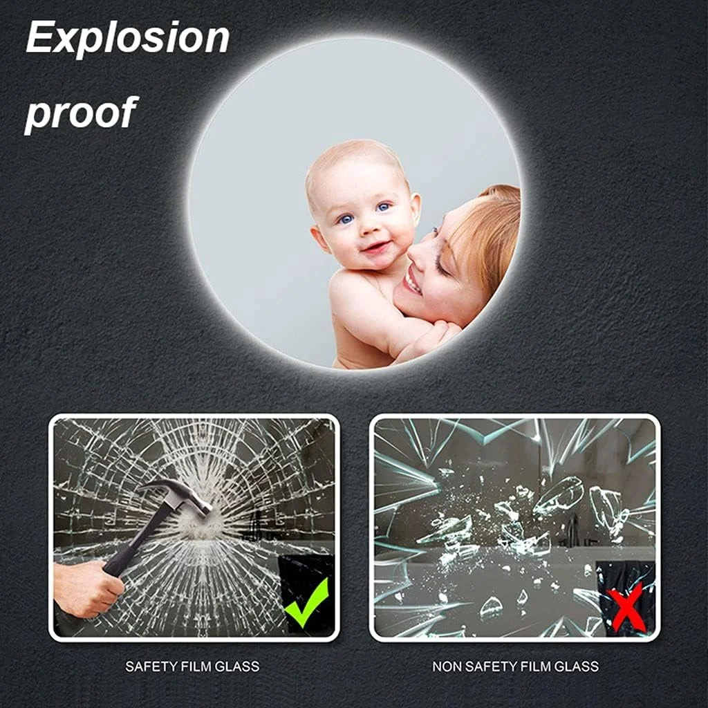 آینه حمام نور پس زمینه دار، آینه روشویی ضد بخار ال ای دی با چراغ، آینه دیواری، HD Zeenyi