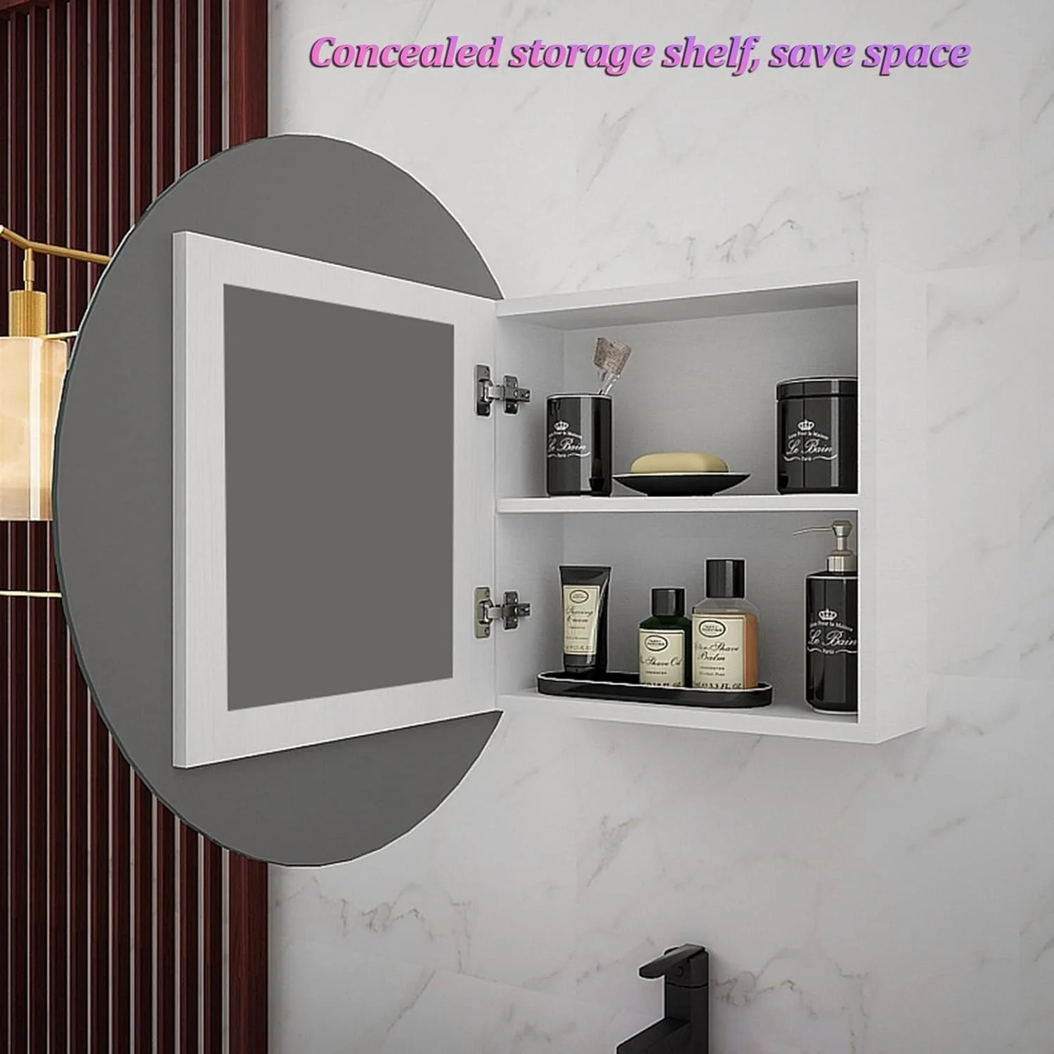 کابینت آینه ای حمام، آینه روشویی دیواری مناسب منزل و بالای توالت (رنگ: نقره ای، سایز: 64x13x64 سانتی متر)