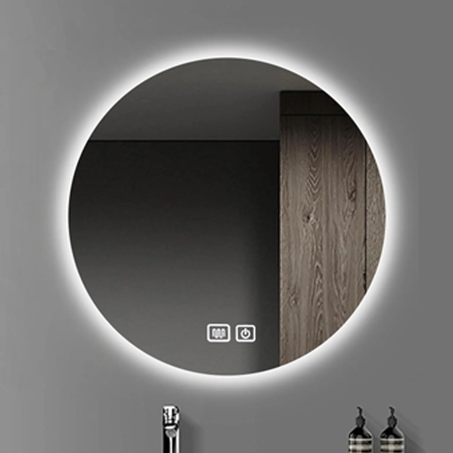 آینه حمام با چراغ های ال ای دی، با 3 حالت نور، آینه روشویی دیواری روشن با ضد بخار، برای اتاق نشیمن و حمام (رنگ: A، اندازه: 90 سانتی متر / 35.4 اینچ)