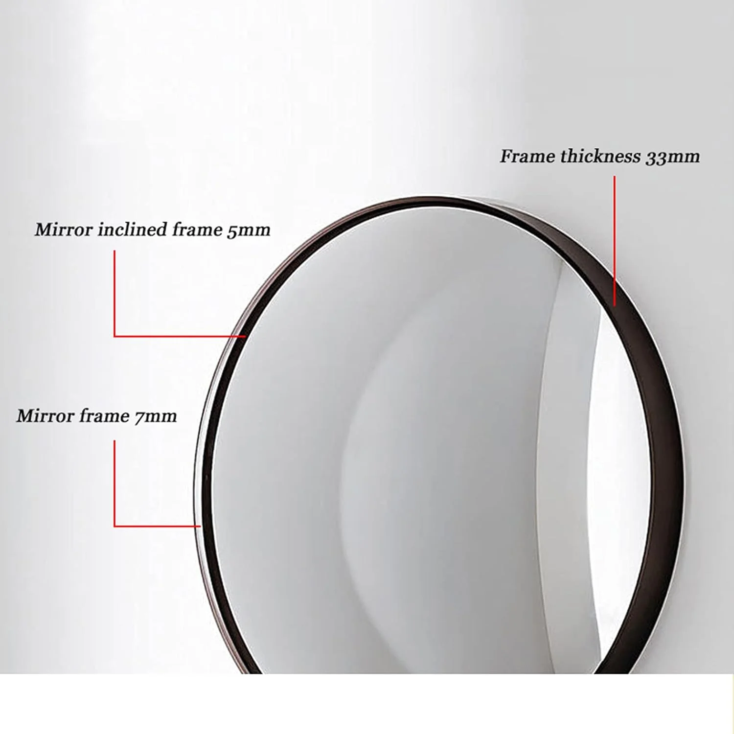 آینه گرد LED برای حمام، آینه با قاب مشکی و چراغ برای دیوار، آینه آرایشی LED، نور سفید/نور گرم، آینه دیواری، 50cm / 60cm / 70cm / 80cm، نور گرم - 80cm/31.5in