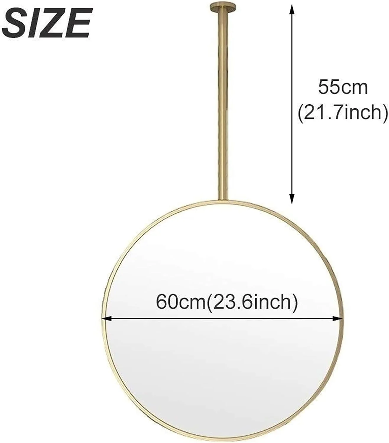 آینه گرد طلایی حمام (40/60/70 سانتی متر)، آینه آرایشی روشویی، شیشه آینه HD، آینه شفاف آویز، برای خانه، هتل، حمام، 60 سانتی متر
