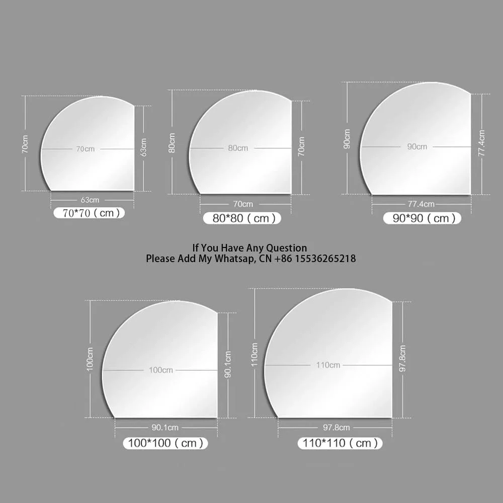 آینه ال ای دی حمام با قابلیت تنظیم دمای رنگ، آینه روشویی نیمه ماه برای دکوراسیون منزل، ضد بخار، کلید لمسی - آینه دایره ای دیواری (برش زیر سمت چپ 32 اینچ)