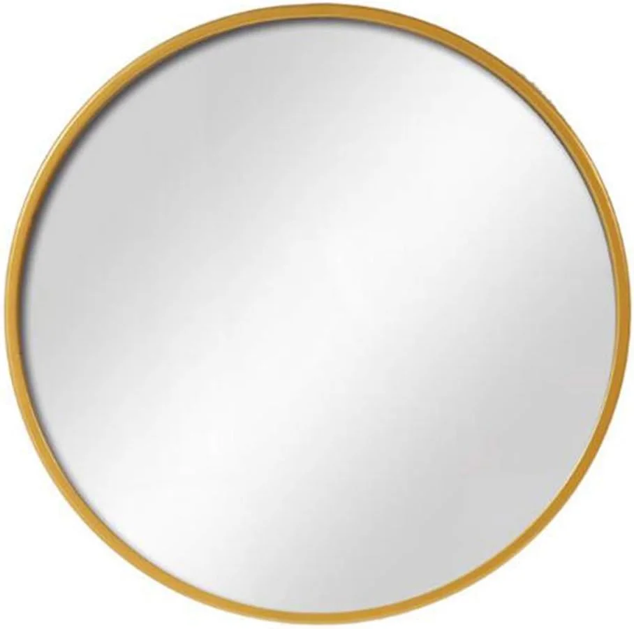 آینه حمام، آینه گرد دیواری، قاب فلزی بادوام / طلایی / 40 سانتی متر