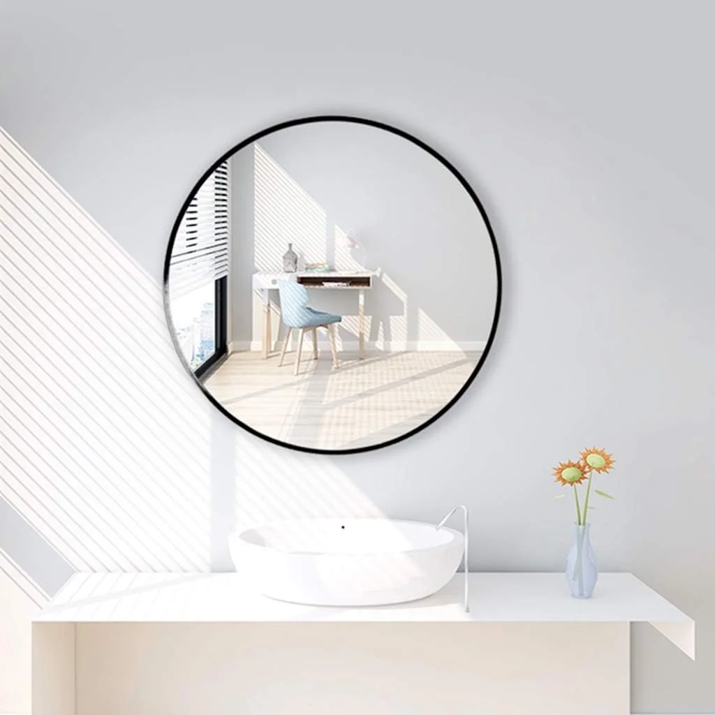 آینه حمام - آینه حمام گرد آلیاژ آلومینیوم ضد آب و ضد رطوبت مناسب برای راهرو حمام، ورودی و غیره طلایی