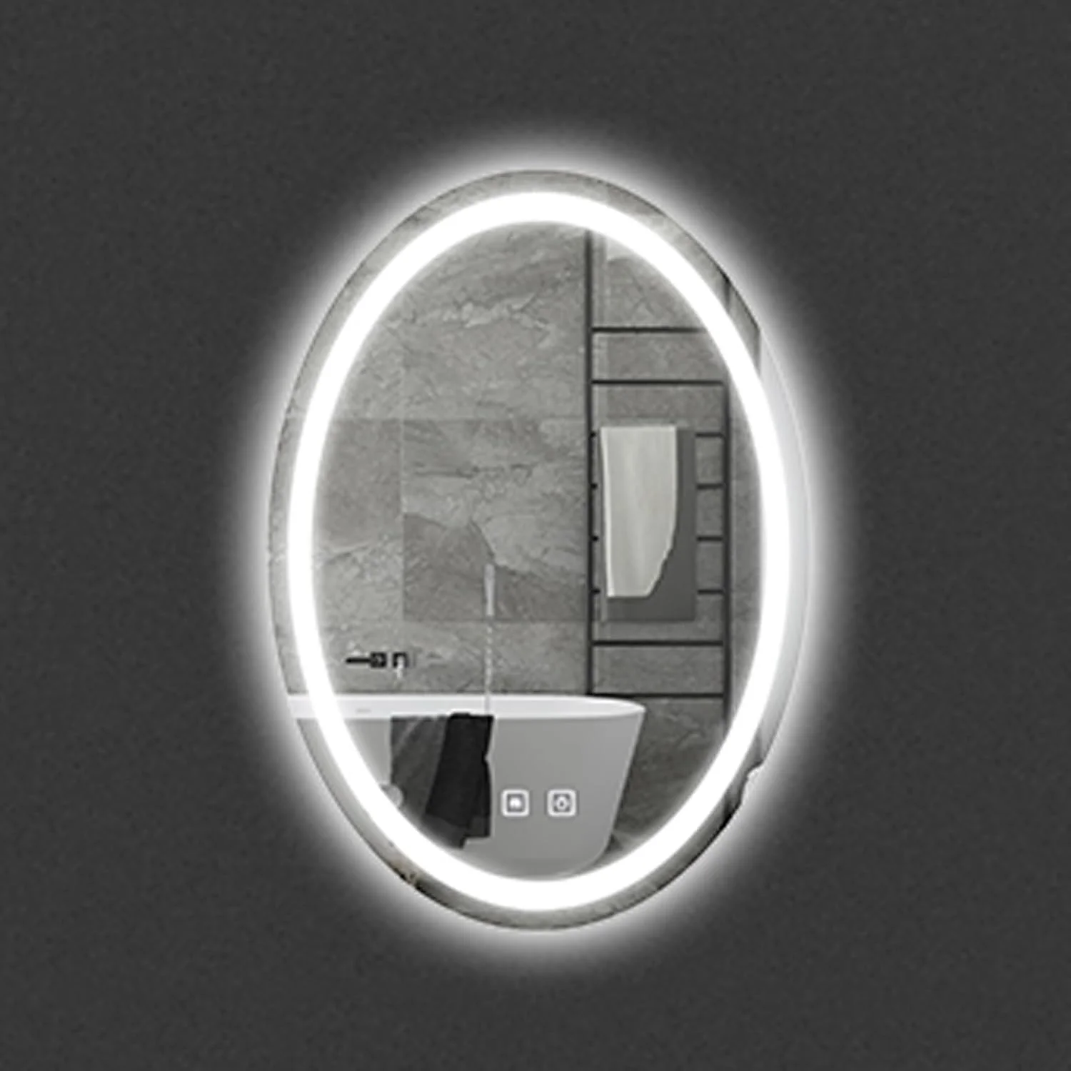 آینه حمام با چراغ، آینه روشویی ضد بخار نصب شده روی دیوار، 3 رنگ نور قابل تنظیم، حسگر لمسی، برای ورودی اتاق خواب، اتاق نشیمن، حمام (رنگ: B، اندازه: 40x60cm)