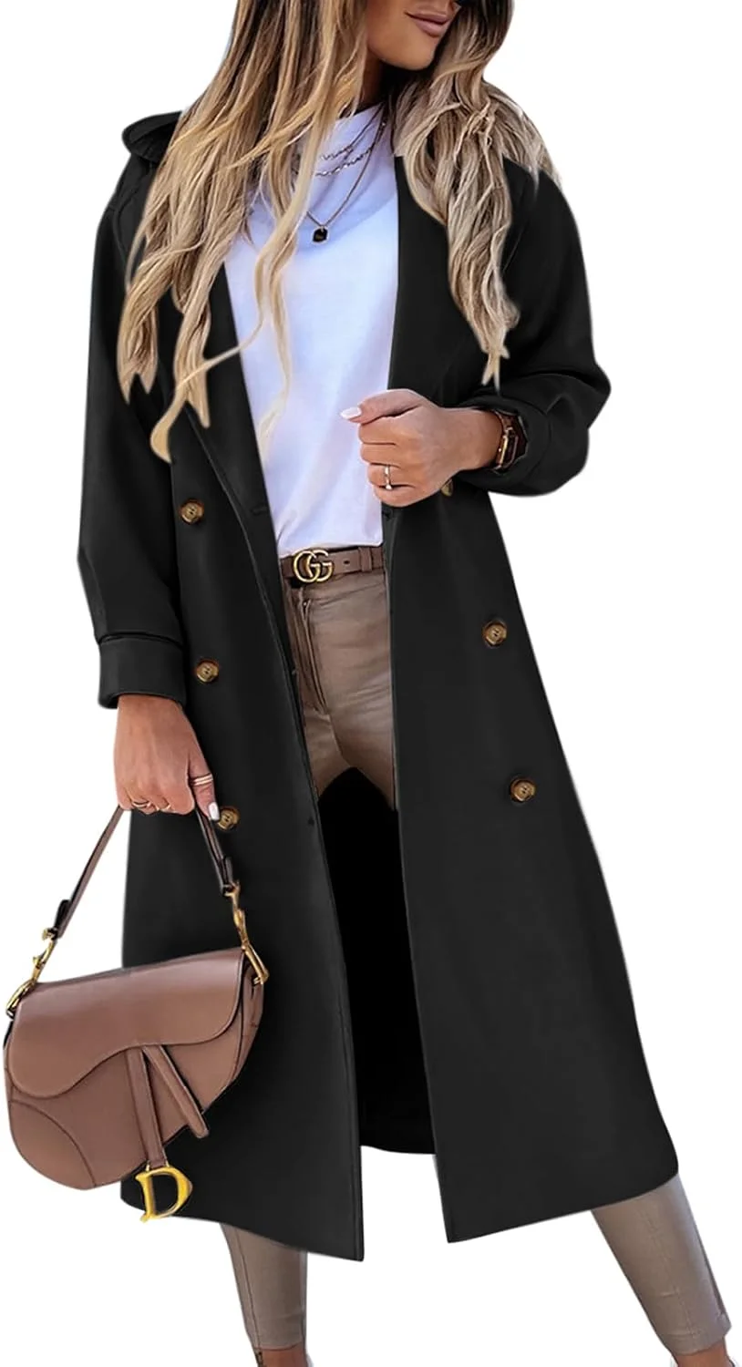 کت بلند زنانه BZB، یقه برگردان، دو دکمه، کت نخودی زمستانی، ژاکت های پشمی شیک کت بلند زنانه BZB، یقه برگردان، دو دکمه، کت نخودی زمستانی، ژاکت های پشمی شیک