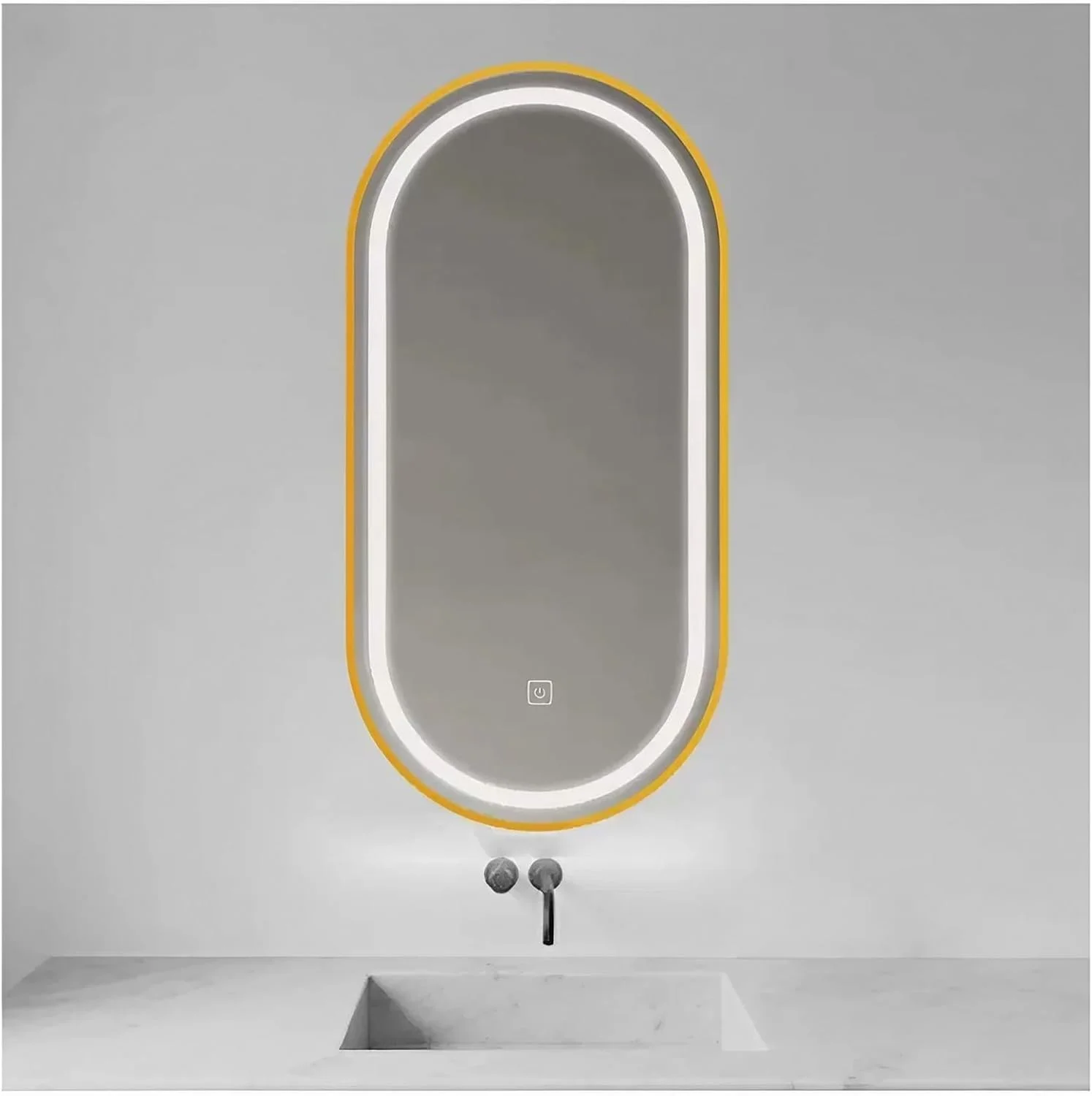 آینه حمام چراغ دار 50x80 سانتی متر، آینه روشویی دیواری با دیمستر و حسگر لمسی، 3 رنگ نور قابل تنظیم برای آرایش