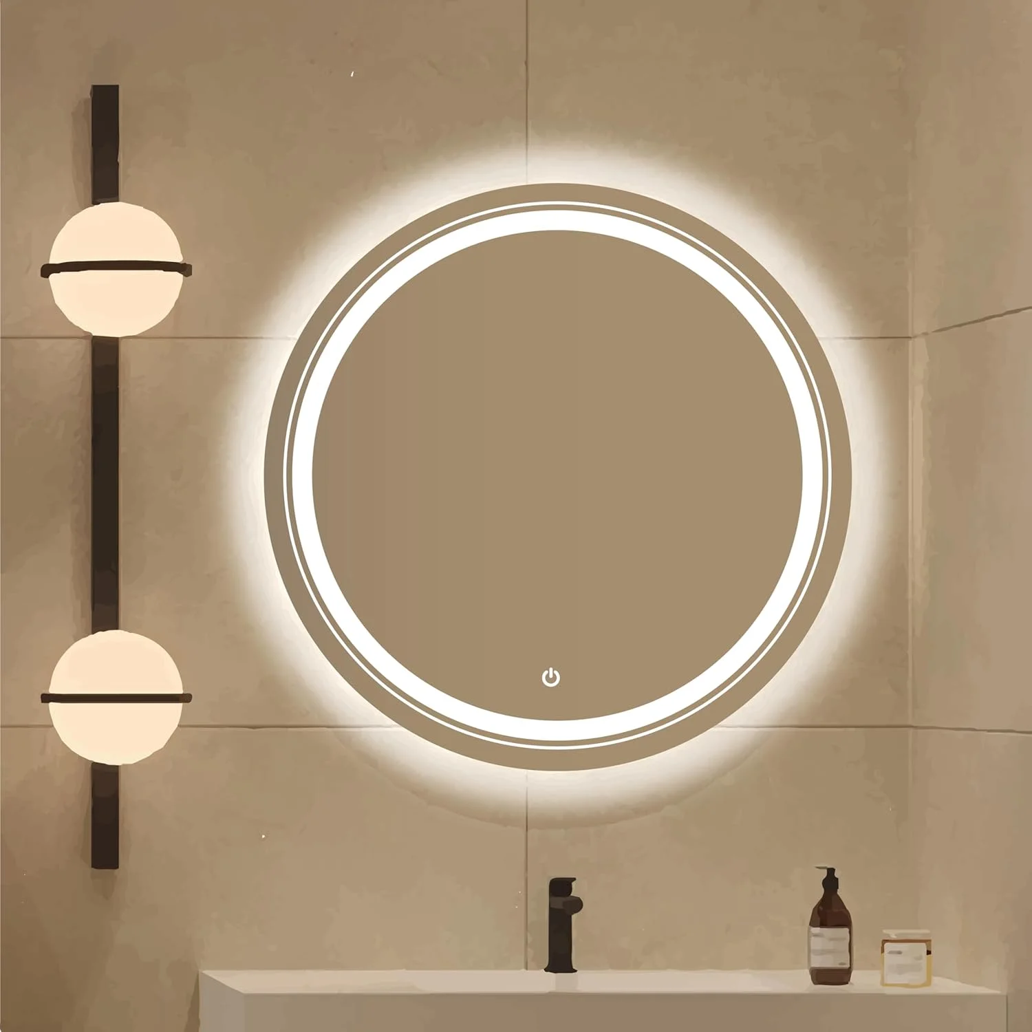 آینه هوشمند اکو، قطر 60 سانتی متر، گرد، آینه ال ای دی مناسب حمام، آینه آرایشی ال ای دی دیواری با دکمه لمسی و نور پس زمینه، مناسب اتاق خواب و اتاق گریم، آینه هوشمند ال ای دی بدون قاب درجه یک آینه هوشمند اکو، قطر 60 سانتی متر، گرد، آینه ال ای دی مناسب حمام، آینه آرایشی ال ای دی دیواری با دکمه لمسی و نور پس زمینه، مناسب اتاق خواب و اتاق گریم، آینه هوشمند ال ای دی بدون قاب درجه یک