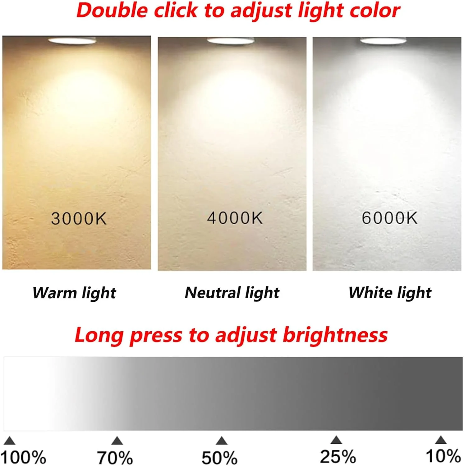 آینه حمام، آینه روشویی، آینه دیواری با نور LED و پد ضد بخار، آینه نیم دایره ای سه رنگ با قابلیت تنظیم نور، برش چپ/راست (رنگ: پایین، اندازه: 72 * 80 سانتی متر)