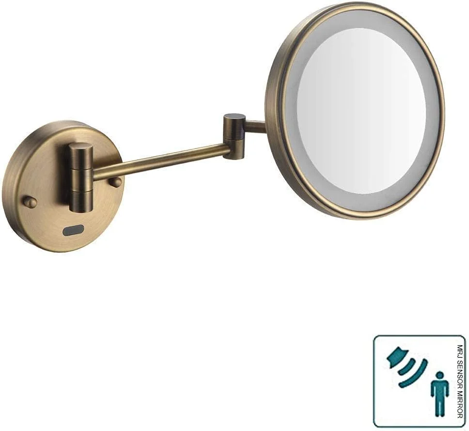 آینه آرایشی دیواری حمام با بزرگنمایی 5 برابر و حسگر، نصب مخفی برای روشویی هتل (رنگ: عتیقه)