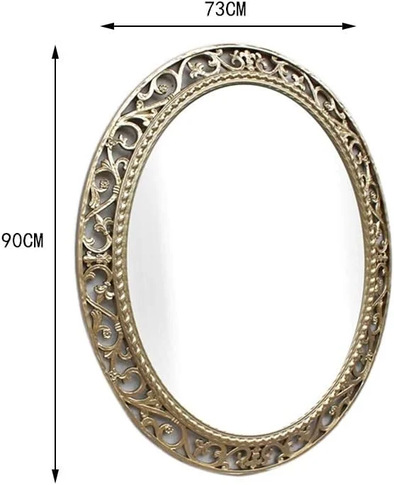 آینه روشویی طرح دار، آینه دیواری تزئینی با طرح قدیمی مناسب حمام هتل، رستوران، مرکز خرید، آینه آرایش 73 * 90 سانتی متر، سبک های متنوع (رنگ: برنجی، اندازه: 73 * 90 سانتی متر)