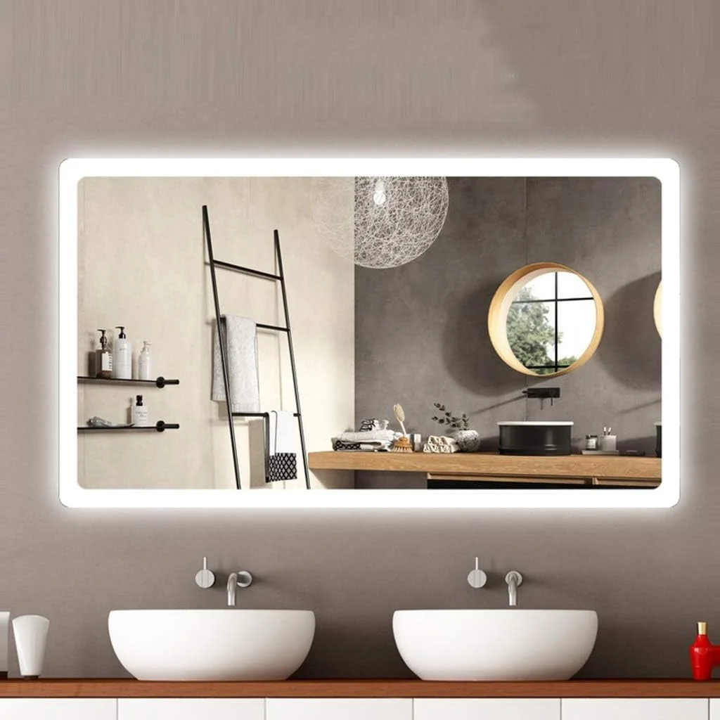 آینه مستطیلی ال ای دی بدون قاب دیواری با کلید لمسی + ضد بخار، نور گرم - 100x60 سانتی متر آینه مستطیلی ال ای دی بدون قاب دیواری با کلید لمسی + ضد بخار، نور گرم - 100x60 سانتی متر