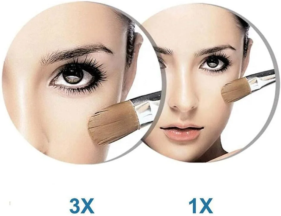 آینه آرایشی حمام، آینه دیواری LED با بزرگنمایی 3 برابر، طراحی ساده و لوکس برای تزئین هتل و میز آرایش، دارای دو بازوی چرخشی