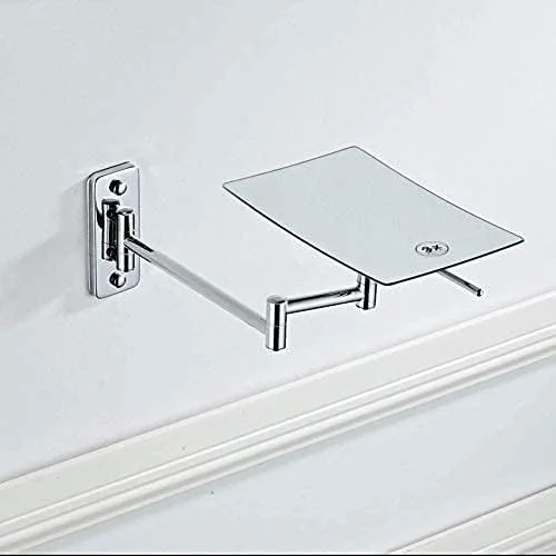 آینه حمام، آینه اصلاح، آینه آرایش دیواری با بزرگنمایی 3 برابر، چرخش 360 درجه، تاشو و بازشو مناسب هتل و میز آرایش، کروم