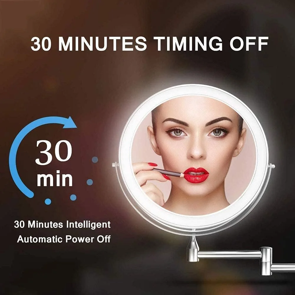 آینه اصلاح دیواری حمام، آینه آرایشی با بزرگنمایی 1X/7X، چرخش 360 درجه