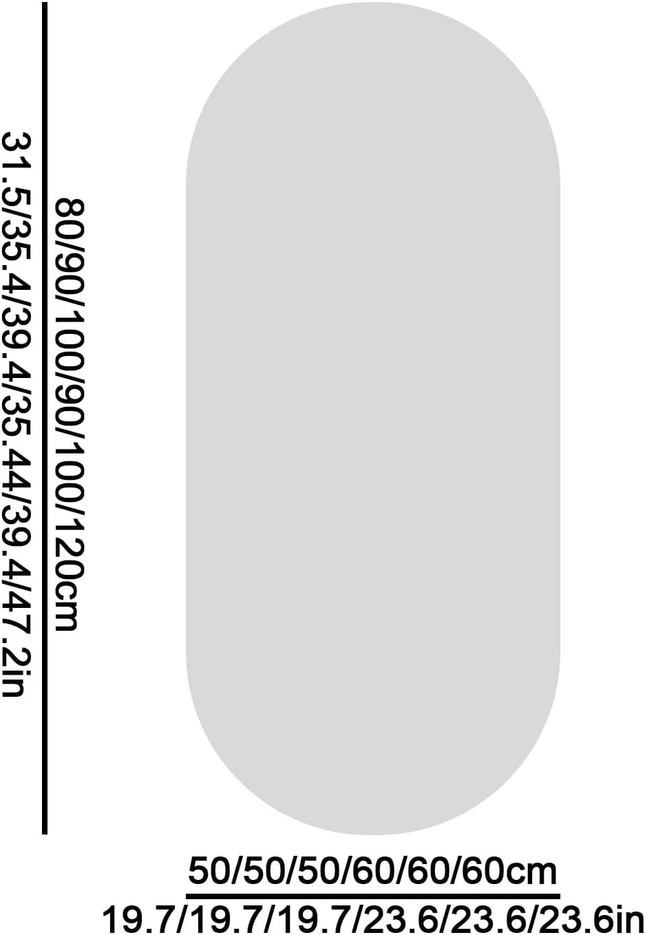 آینه حمام LED بیضی شکل، آینه دیواری با نور سه رنگ، با قابلیت تنظیم نور، آینه هوشمند ضد بخار با دکمه لمسی، مناسب برای حمام، هتل (60 * 120 سانتی متر)