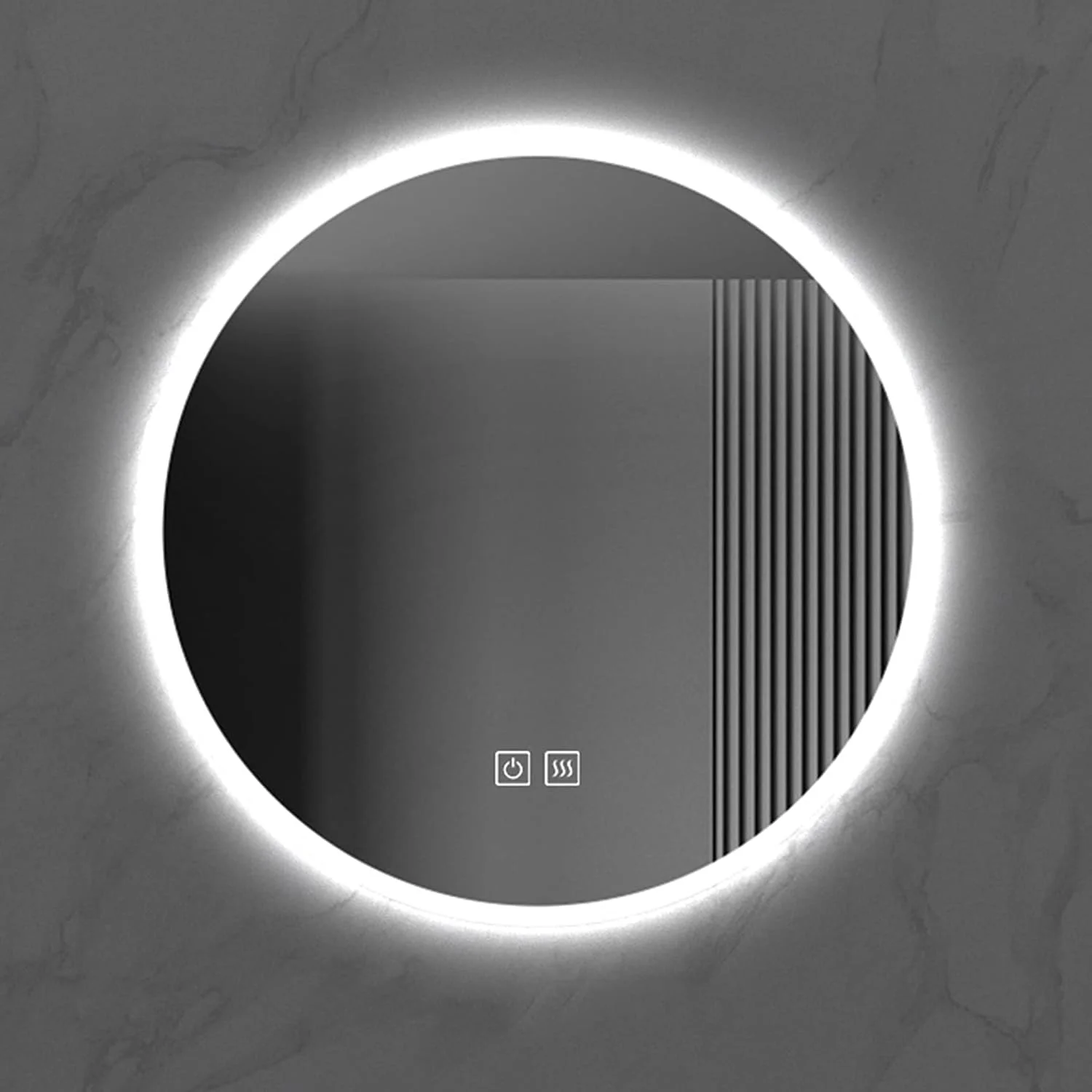 آینه روشویی دیواری LED، با کلید لمسی و عملکرد ضد بخار، 3 رنگ نور: سفید گرم/خنثی/سفید سرد، مناسب برای خانواده یا هتل، 80 سانتی متر