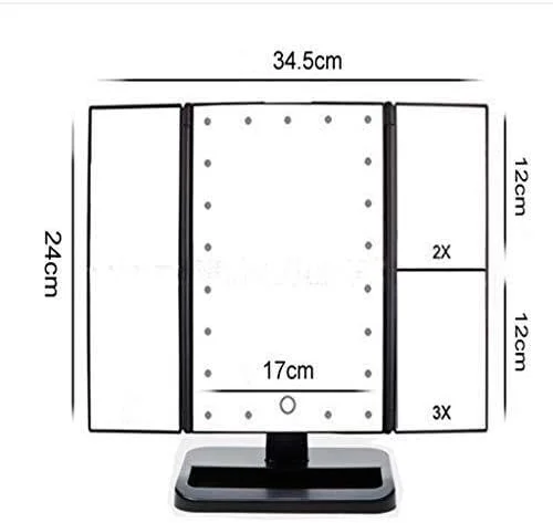 آینه آرایشی حمام با 22 چراغ LED - آینه آرایشی با چراغ - بزرگنمایی 10X/3X/2X و صفحه نمایش دکمه ای - چرخش 180 درجه مناسب اتاق نشیمن و حمام - Leunlee